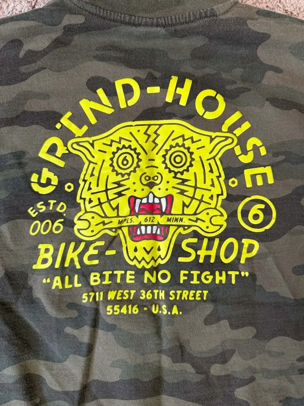 Twin Six Grind-House Bike Shop Camouflage Crewneck Sweatshirt